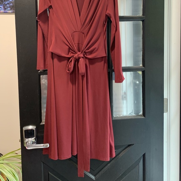 Burgundy Michael Kors Wrap Dress Maxi - Picture 2 of 7